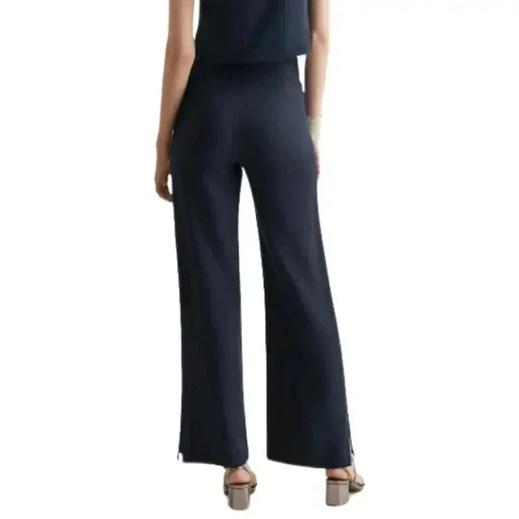 Mango Navy Straight Trousers with Opening Junior Teen Youth Medium Pants M NWT - Picture 2 of 6